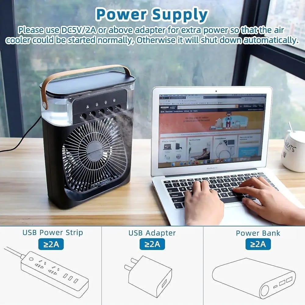 Portable Mini Air Cooler Fan with Water Mist-USB Rechargeable