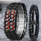 Gosasa Men's Lava Style Stainless Steel Watch - Red & Blue LED Digital Display, Black Bracelet