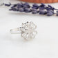 Elegant Flower-Shaped Diamond Ring | Sparkling Silver Jewelry for Women